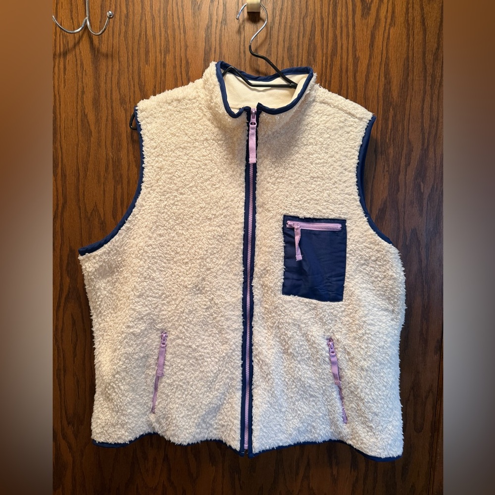 Women's Fleece Vest with Navy and Purple Accents-Brand New